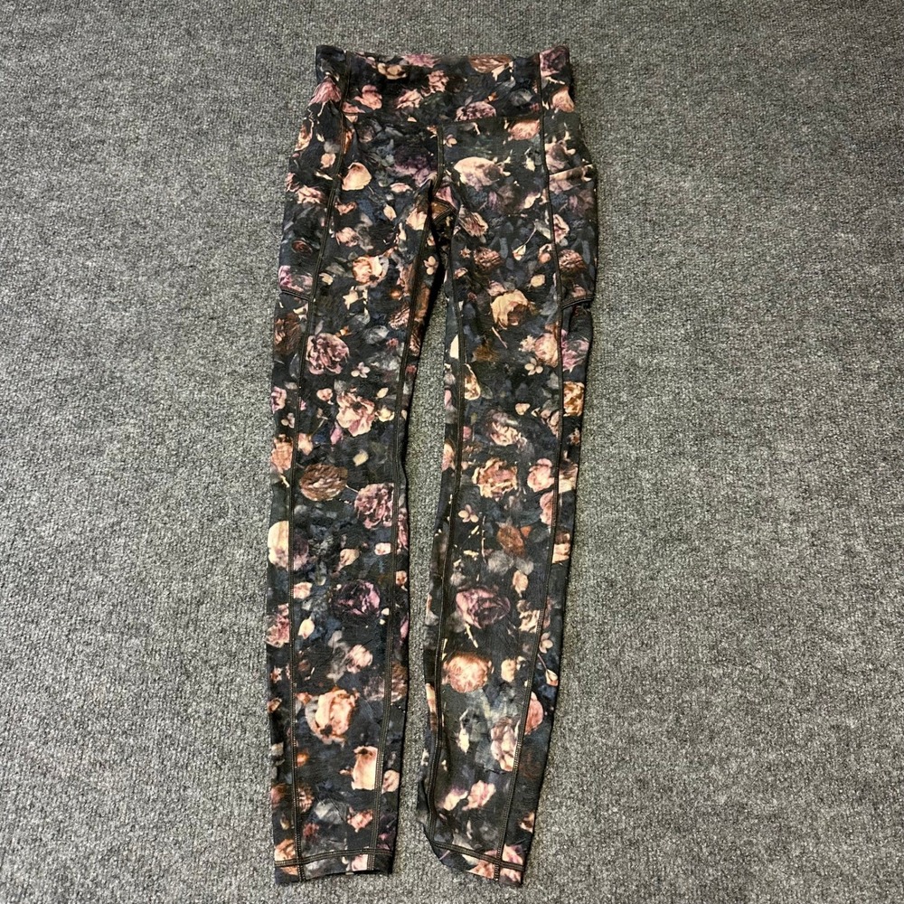 Lululemon Leggings Womens Size 4 Floral Speed Up High Rise Tight Pockets 28in